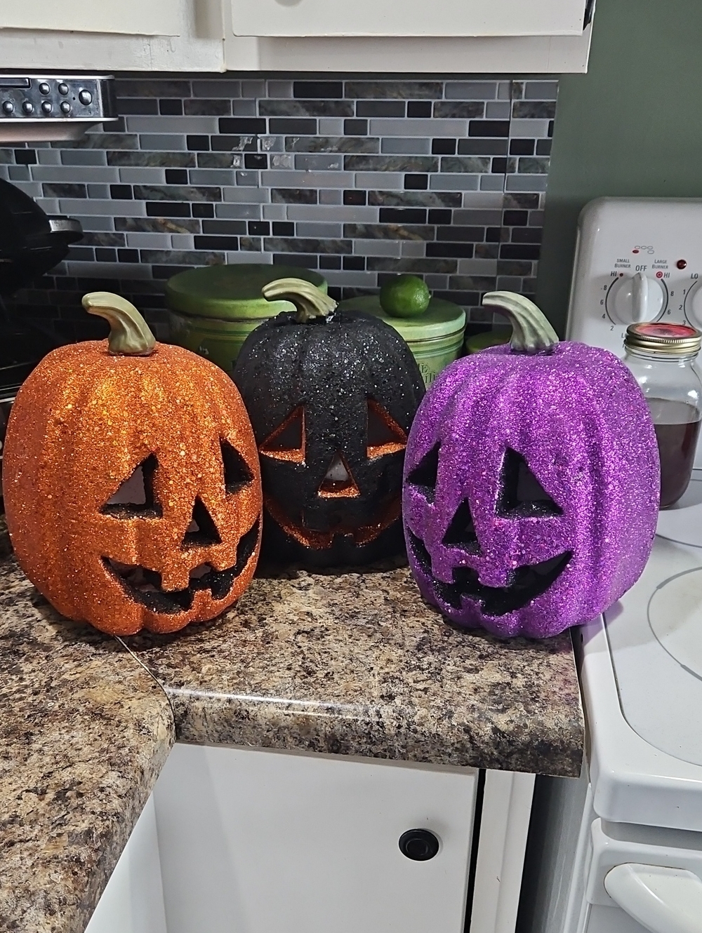 LISTING for @amberldarley 3 Glitter Pumpkins